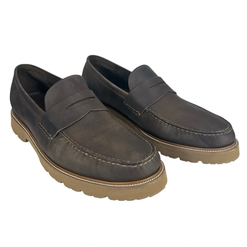 Cole Haan Men’s 13 Brown Leather Penny Loafers Lug Sole Comfort‎ Shoes